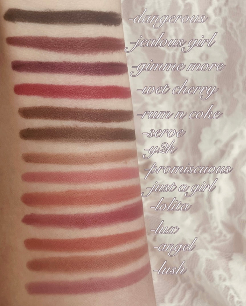 Velour lip liners