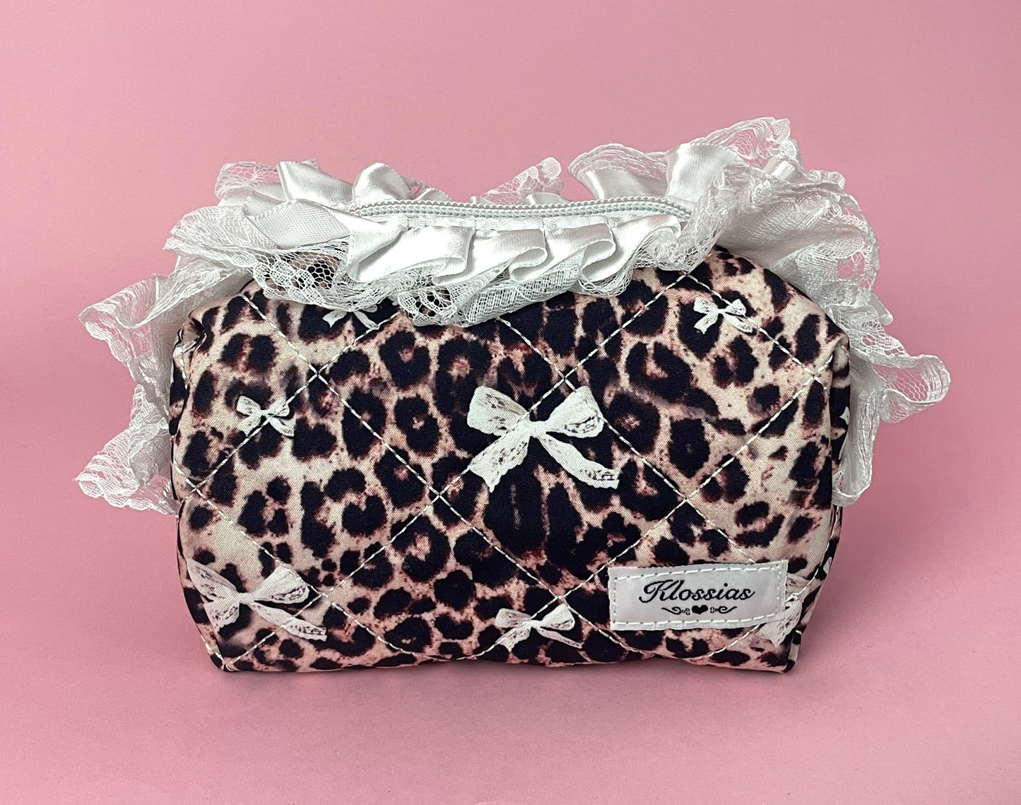 The cheetah lace makeup bag