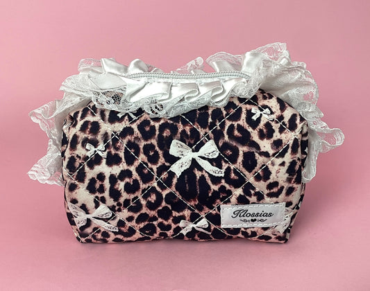 The cheetah lace makeup bag