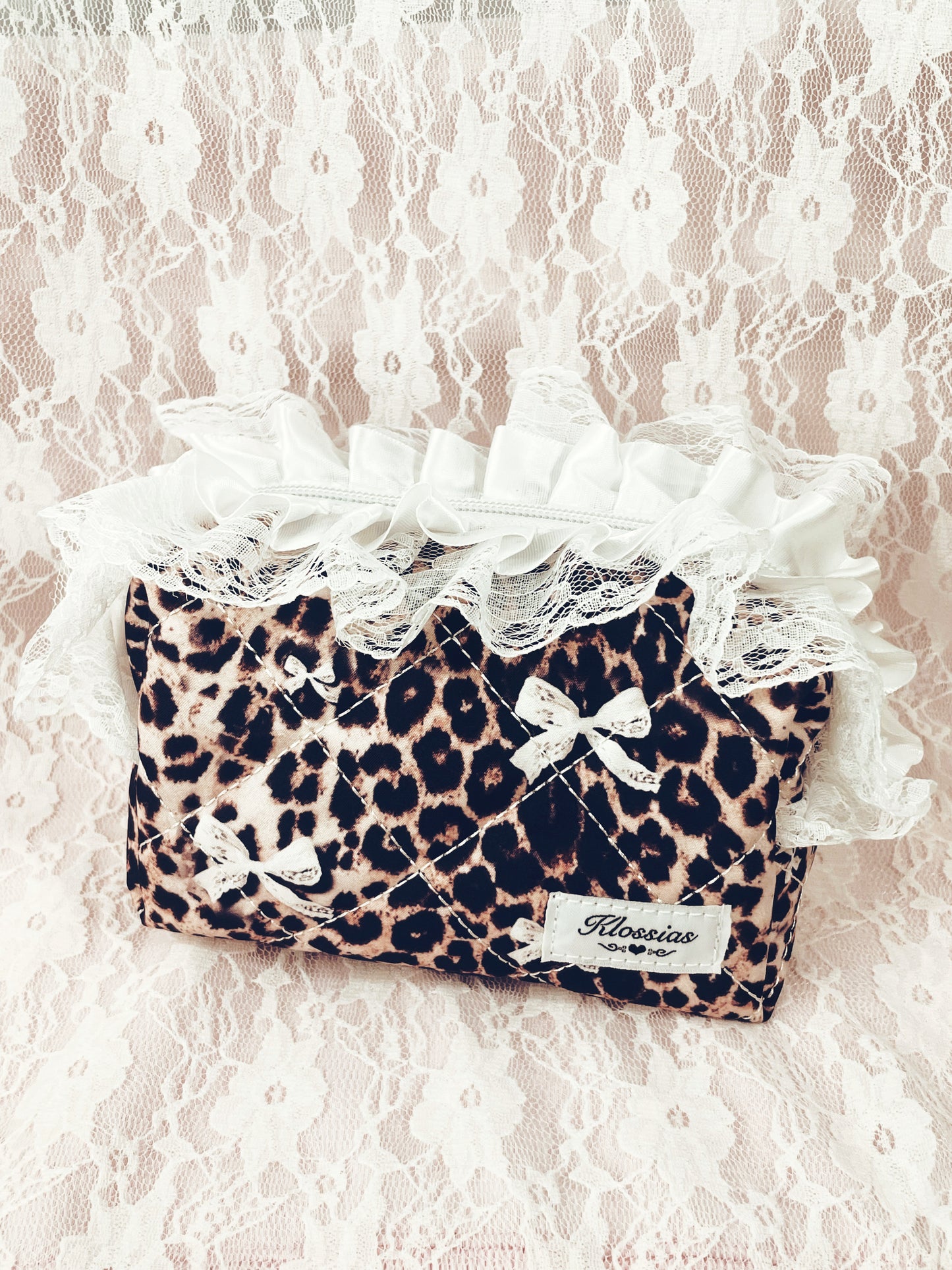 The cheetah lace makeup bag